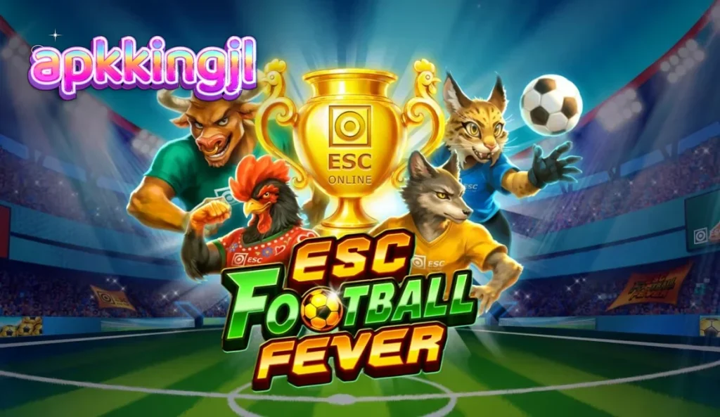 Tampilan visual slot ESC Football Fever dengan tema stadion sepak bola.
