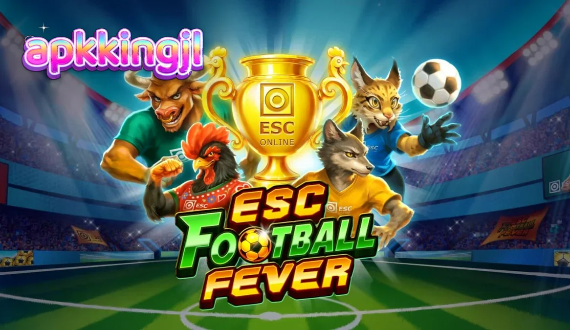 Tampilan visual slot ESC Football Fever dengan tema stadion sepak bola.